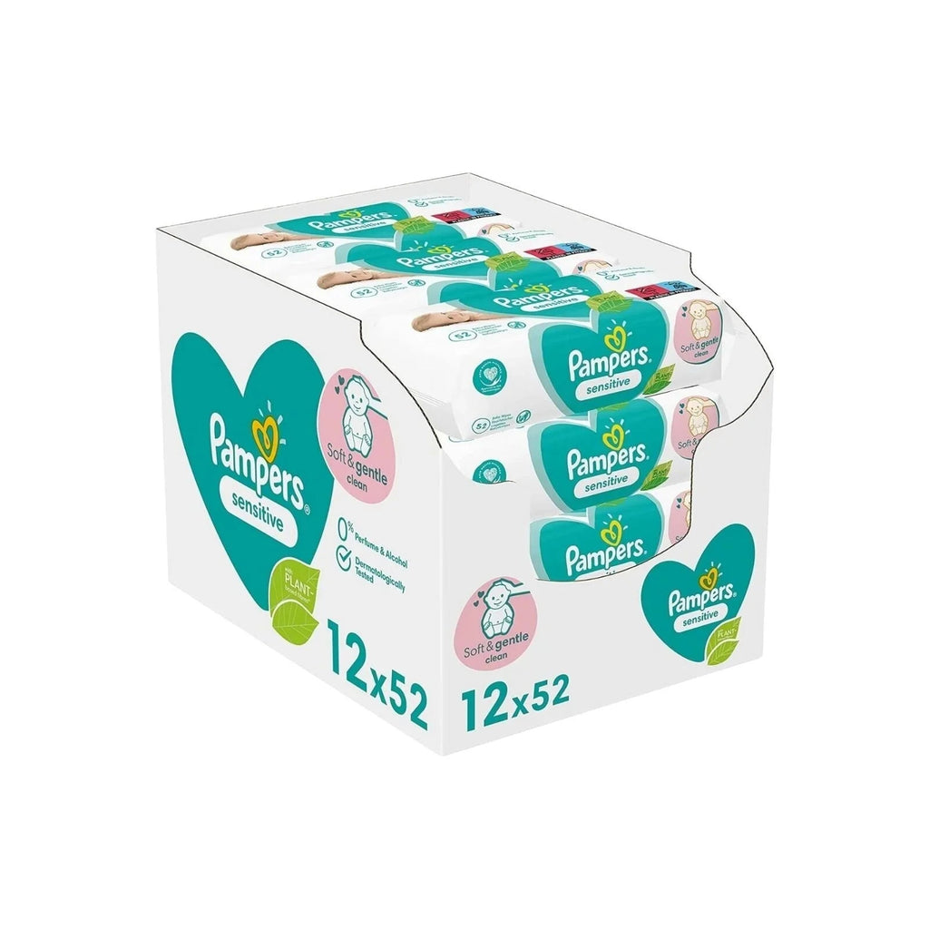 Pampers Baby Wipes Sensitive - 12 packs of 52 wipes - Baby&More