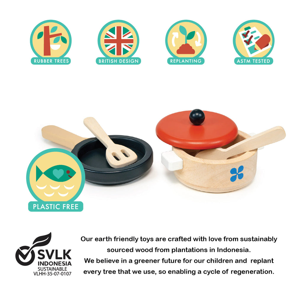 Wooden Play Casserole Pan Set