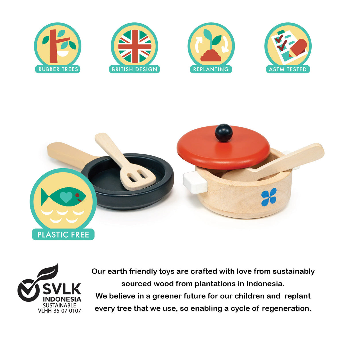 Wooden Play Casserole Pan Set