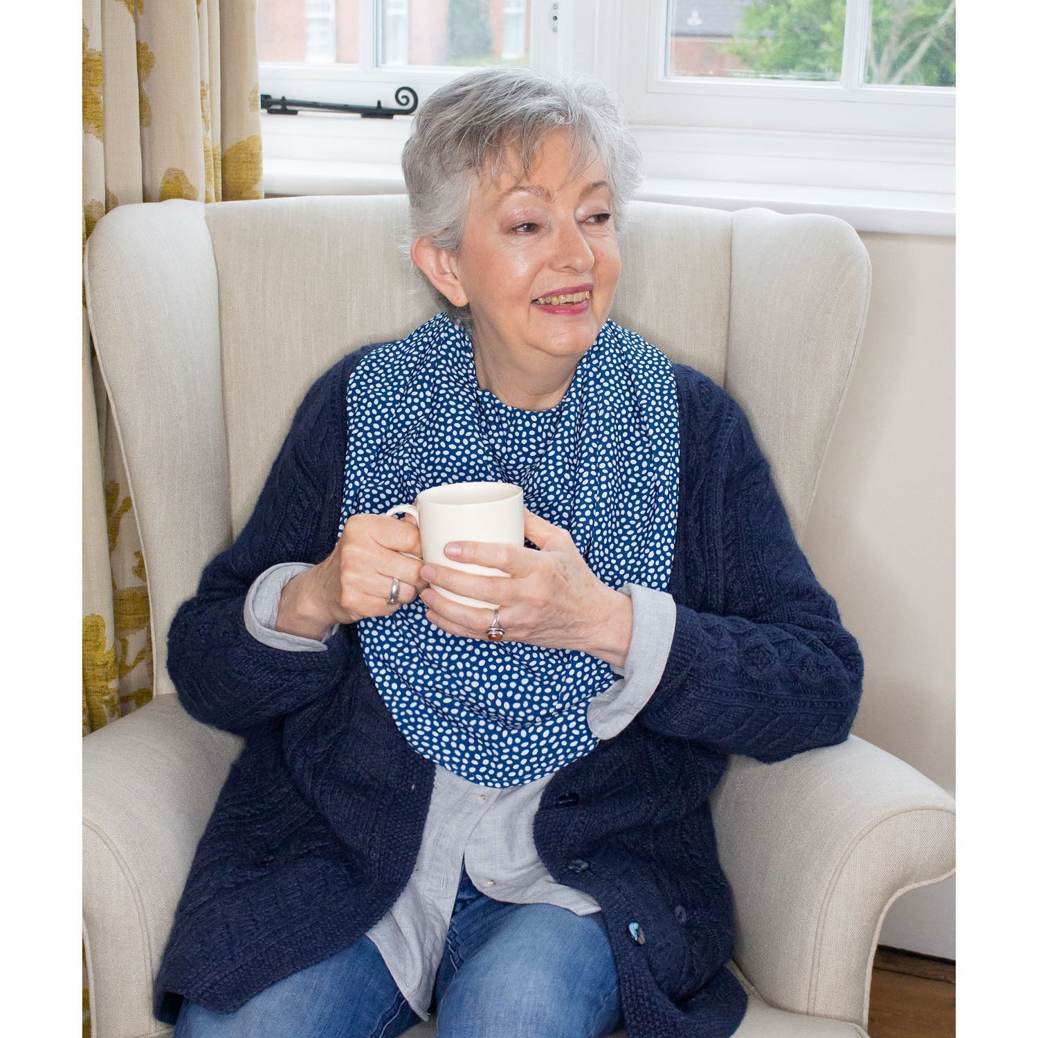 Pashmina Scarf Style Clothing Protector - Navy Dot - Baby&More