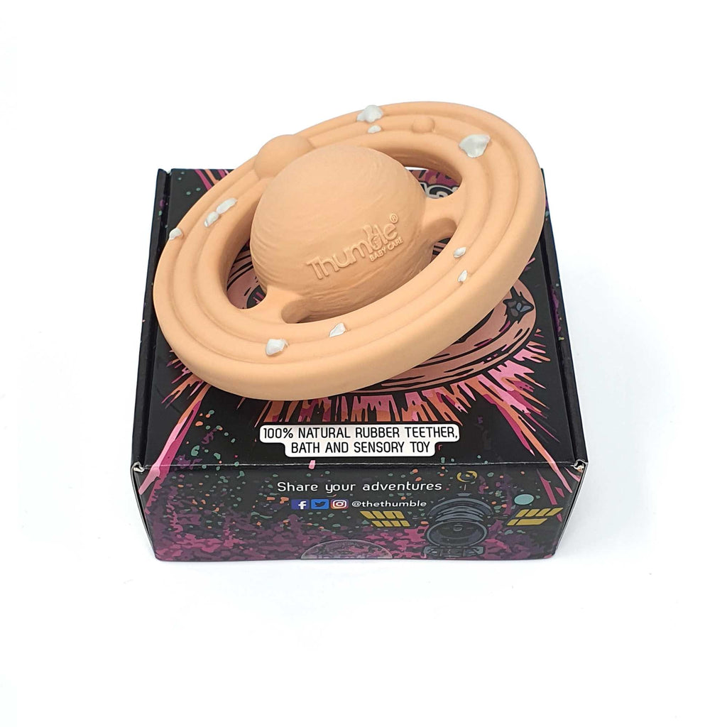 Natural Rubber Space Teether Baby Toy - Planet CH3W® Ringed Planet