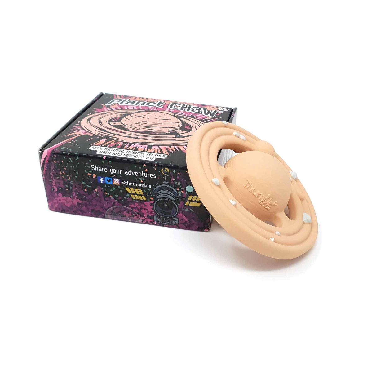Natural Rubber Space Teether Baby Toy - Planet CH3W® Ringed Planet