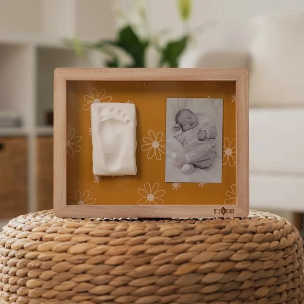 Petit Artichaut Classic Frame with Hand & Foot Imprints - Daisy Ochre - Baby&More