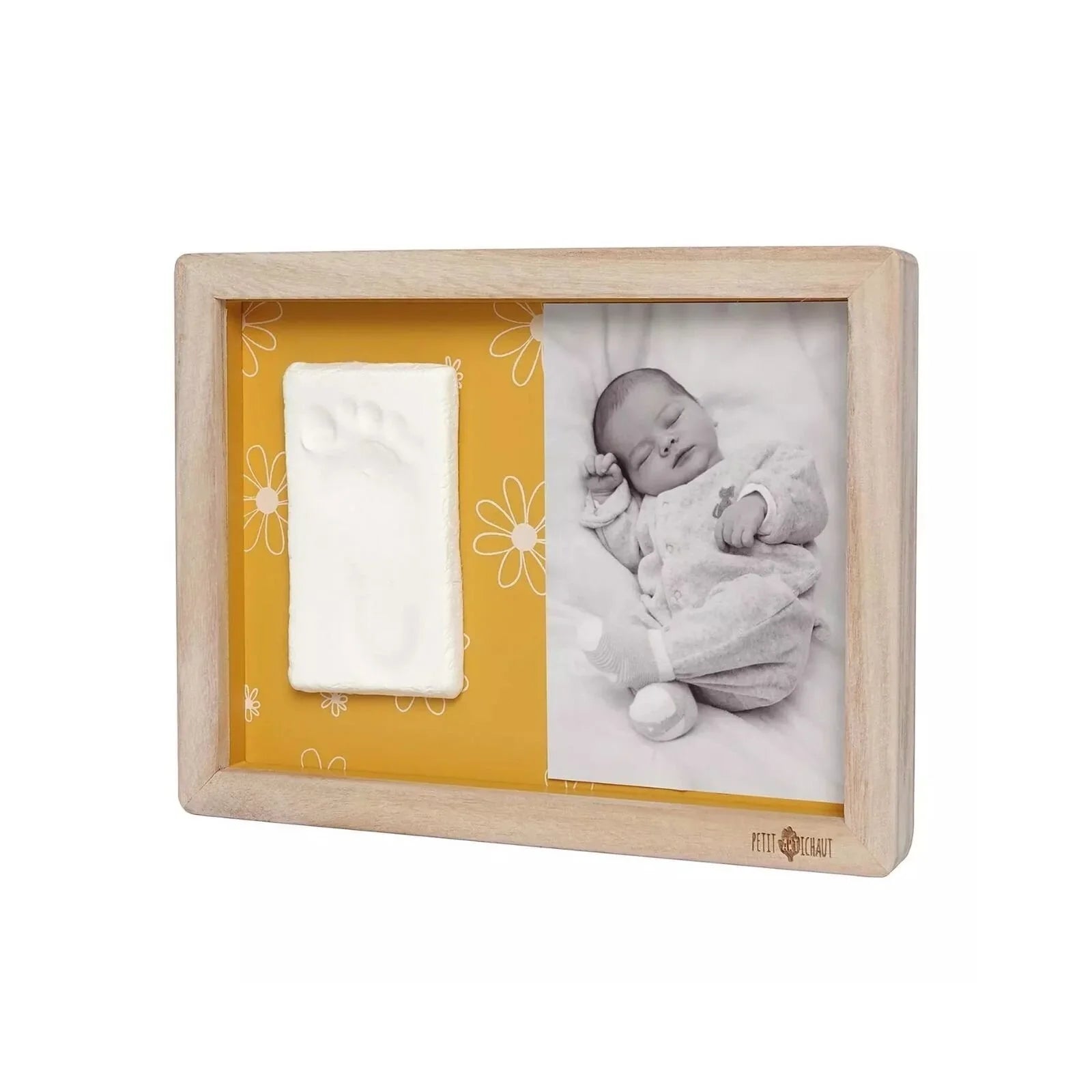 Petit Artichaut Classic Frame with Hand & Foot Imprints - Daisy Ochre - Baby&More