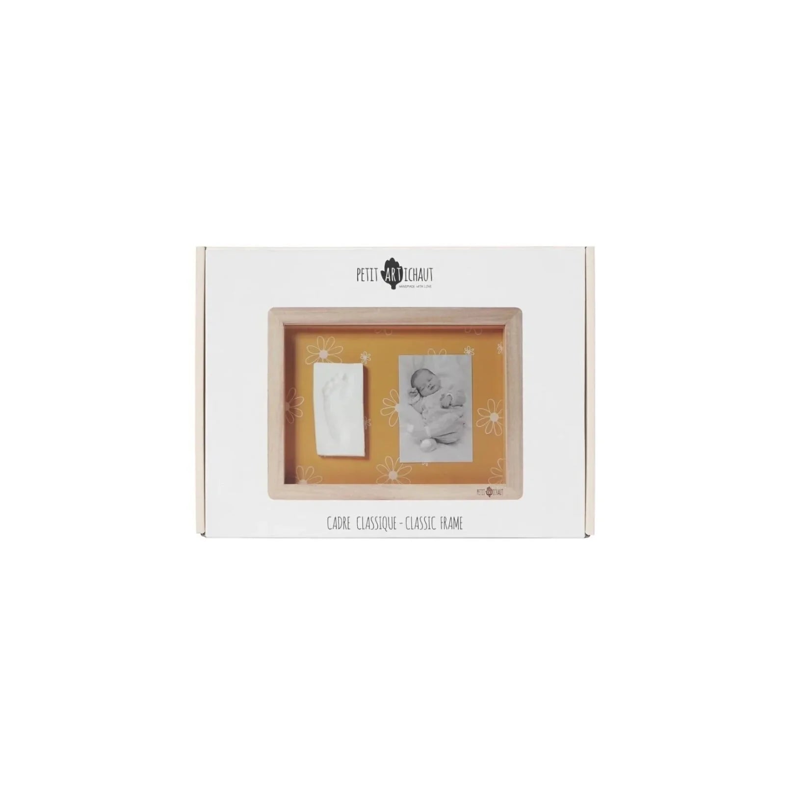 Petit Artichaut Classic Frame with Hand & Foot Imprints - Daisy Ochre - Baby&More
