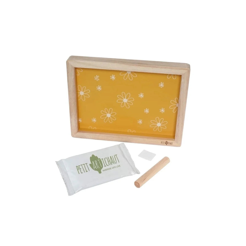 Petit Artichaut Classic Frame with Hand & Foot Imprints - Daisy Ochre - Baby&More