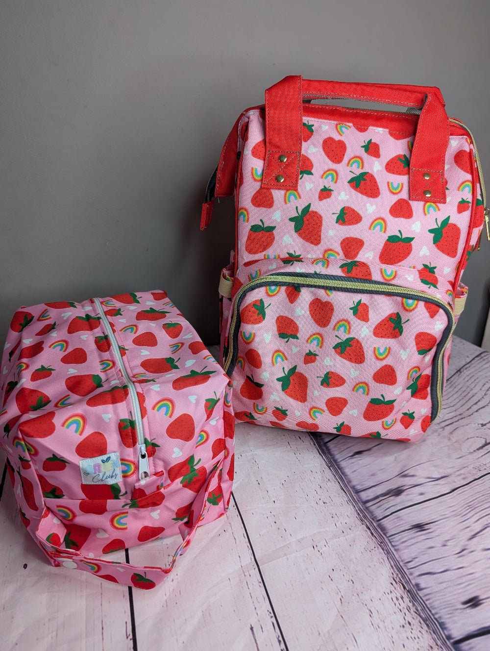 Green Cheeks Baby Changing Backpack - Strawberry Fields