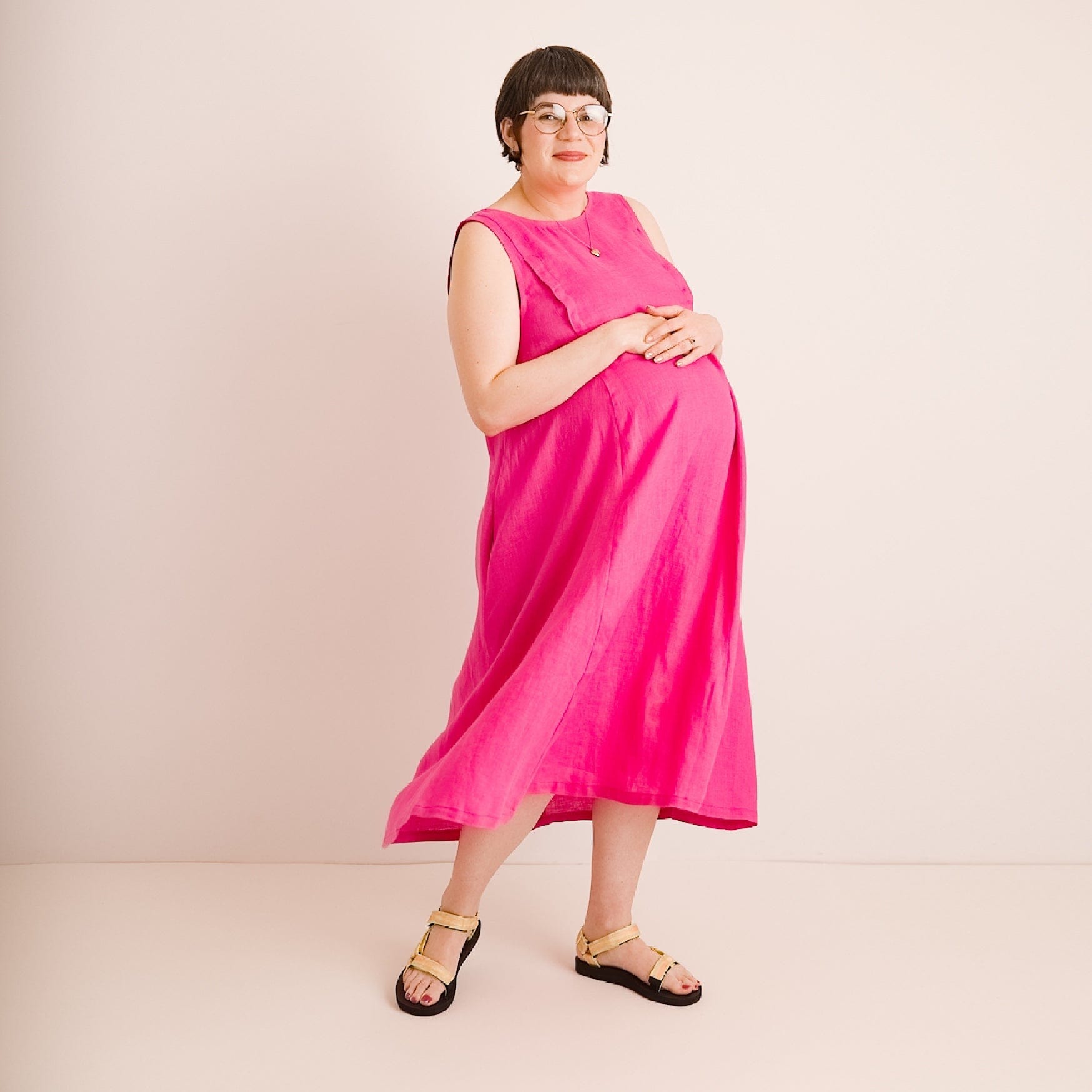 Journy Lucy Maternity / Breastfeeding Linen Dress - Pink