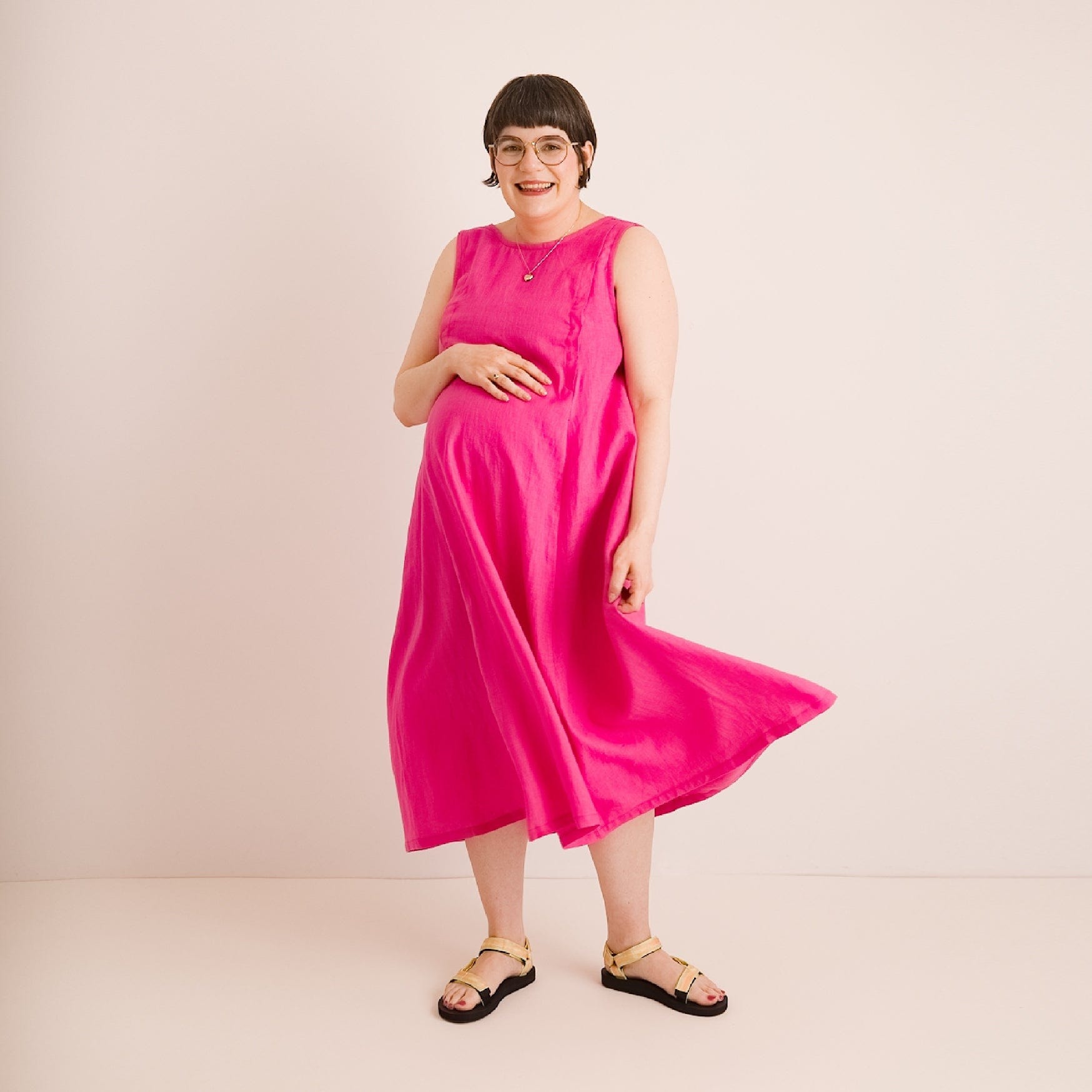 Journy Lucy Maternity / Breastfeeding Linen Dress - Pink