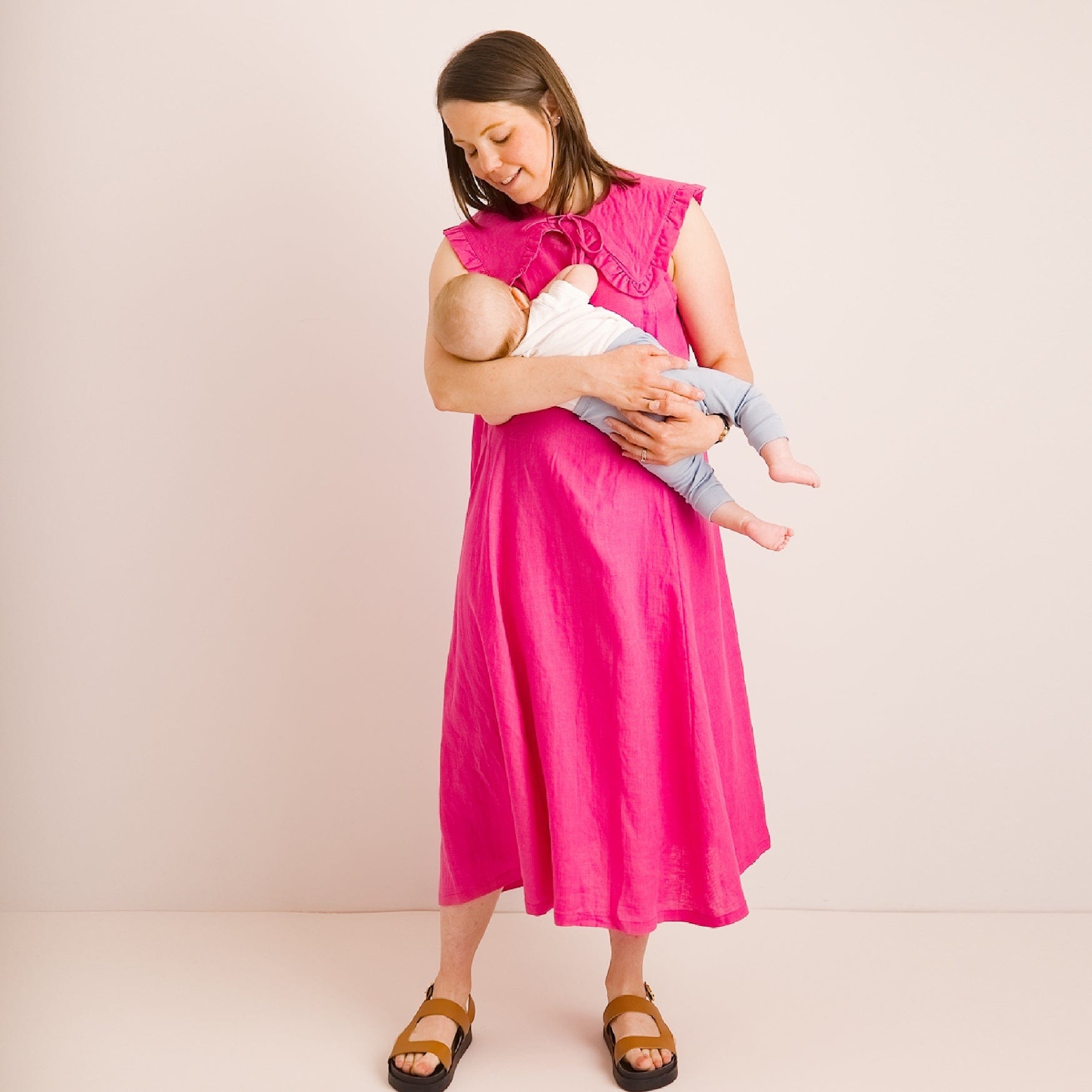 Journy Lucy Maternity / Breastfeeding Linen Dress - Pink