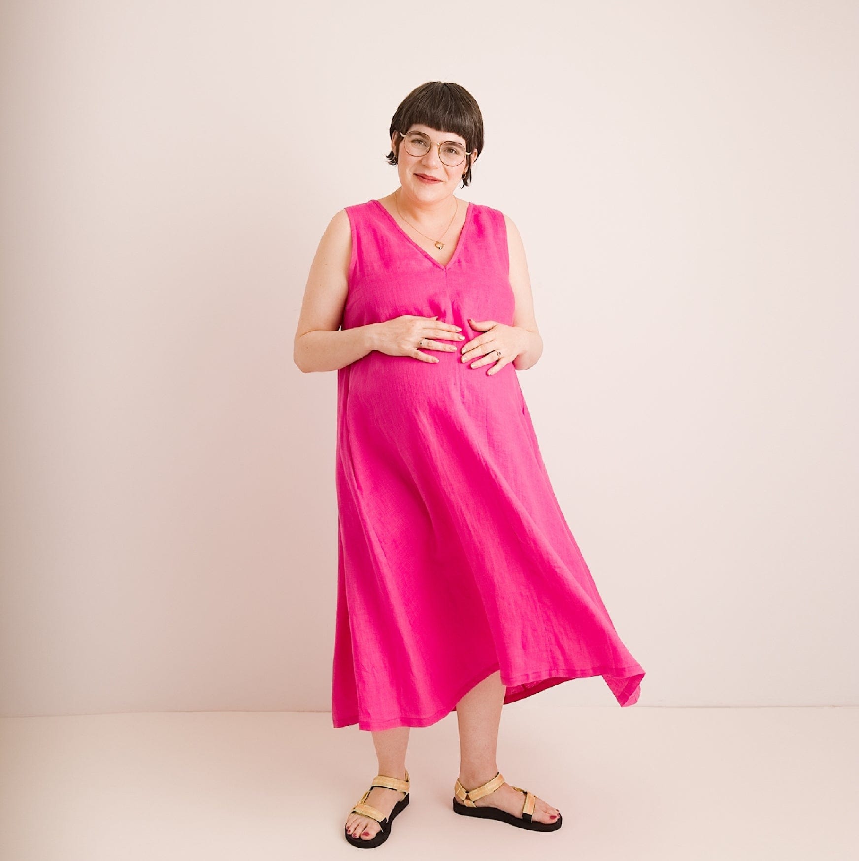 Journy Lucy Maternity / Breastfeeding Linen Dress - Pink