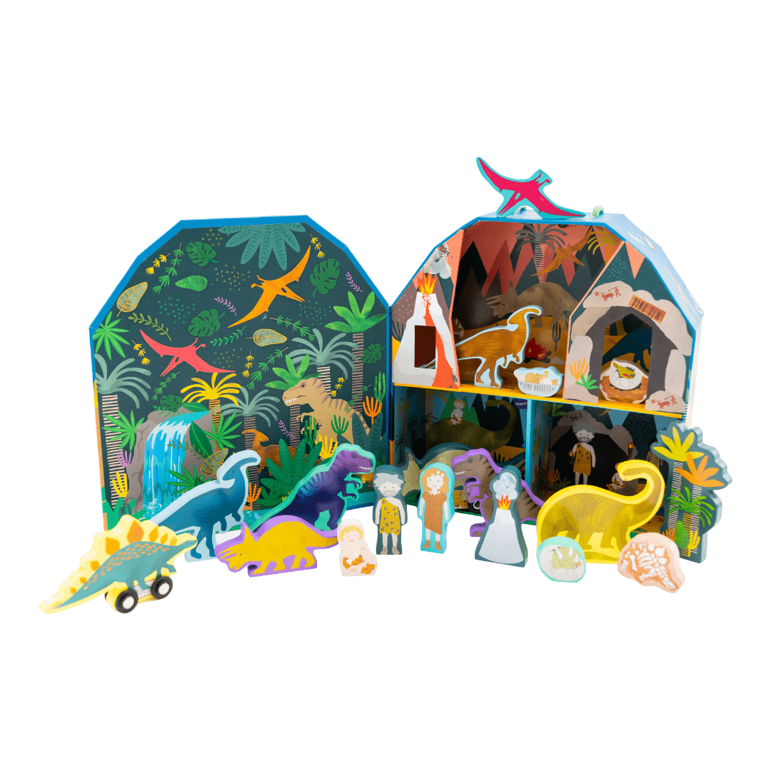 Playbox With Wooden Pieces - Dinosaur - Baby&More
