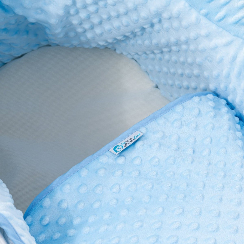 For Your Little One Pod Moses Basket Bedding Set - Blue Dimple (Basket Not Included!)