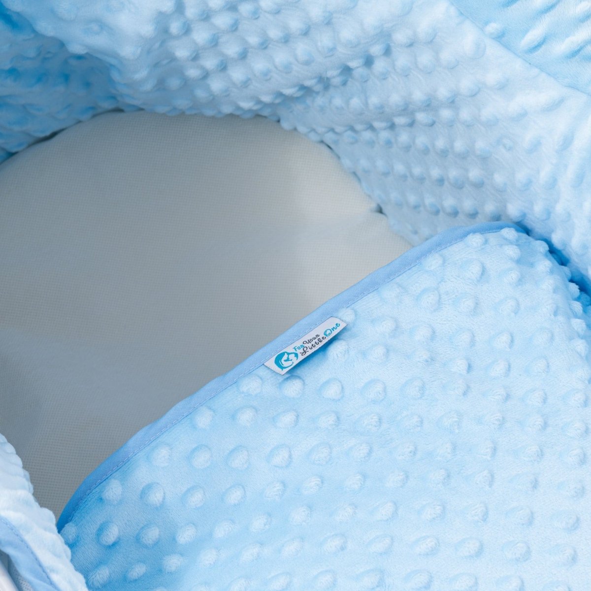 For Your Little One Pod Moses Basket Bedding Set - Blue Dimple (Basket Not Included!)