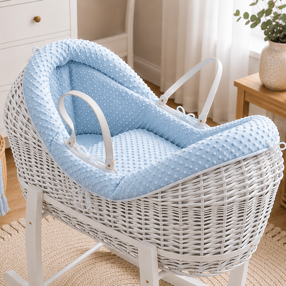 For Your Little One Pod Moses Basket Bedding Set - Blue Dimple (Basket Not Included!)