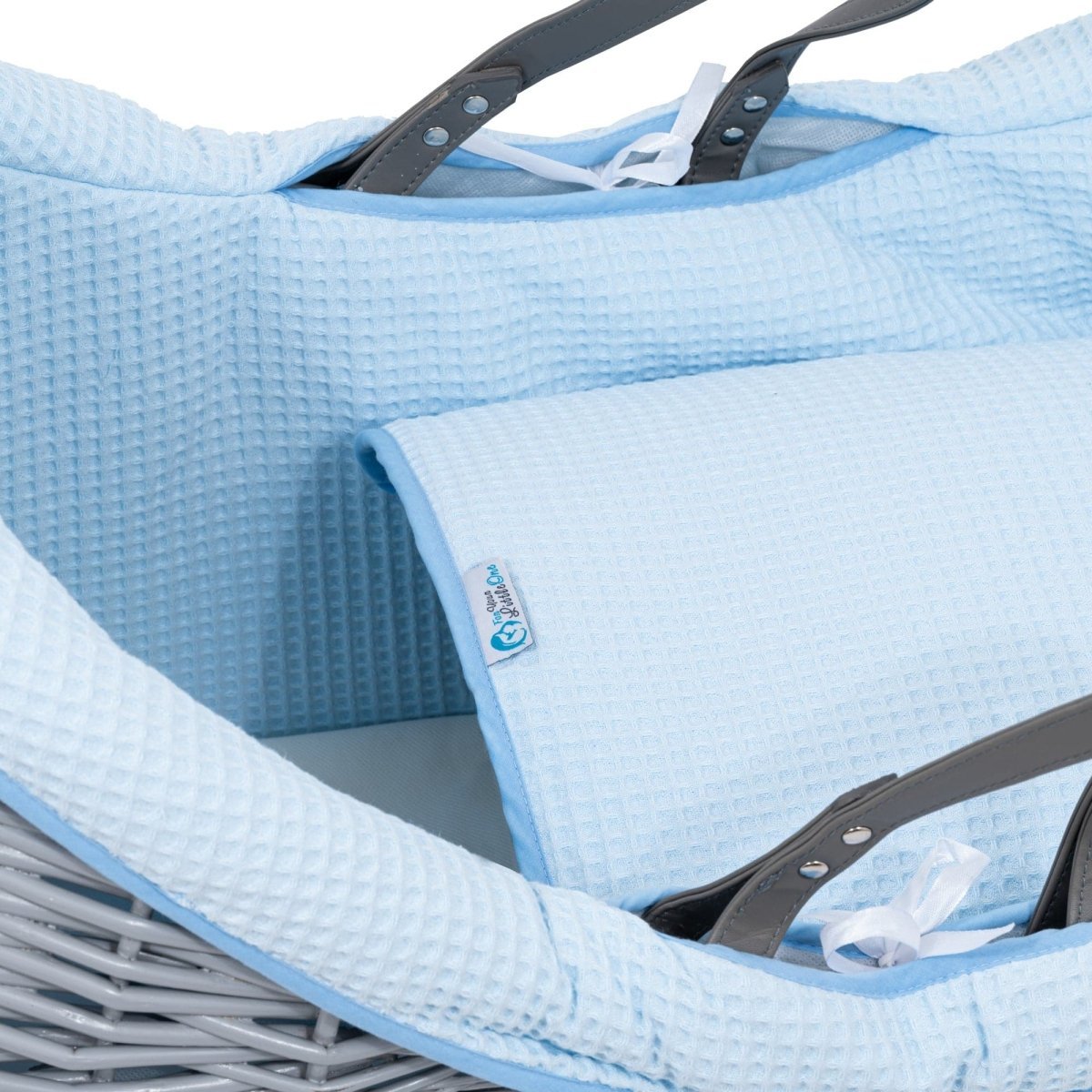 For Your Little One Pod Moses Basket Bedding Set - Blue Waffle (Basket Not Included!)