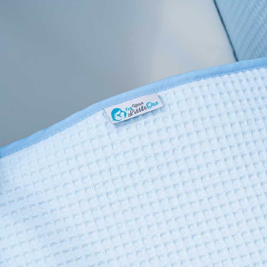 For Your Little One Pod Moses Basket Bedding Set - Blue Waffle (Basket Not Included!)