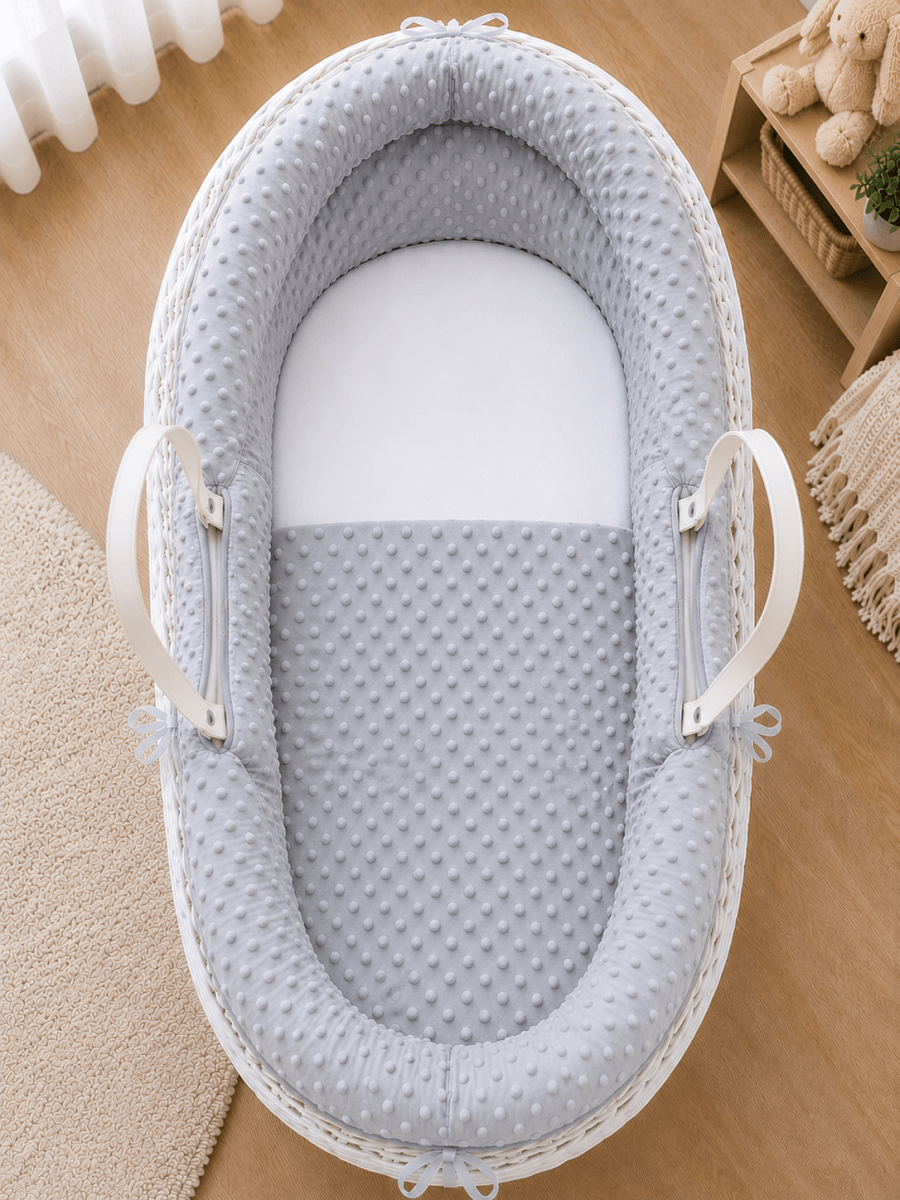 For Your Little One Pod Moses Basket Bedding Set - Grey Dimple (Basket Not Included!)