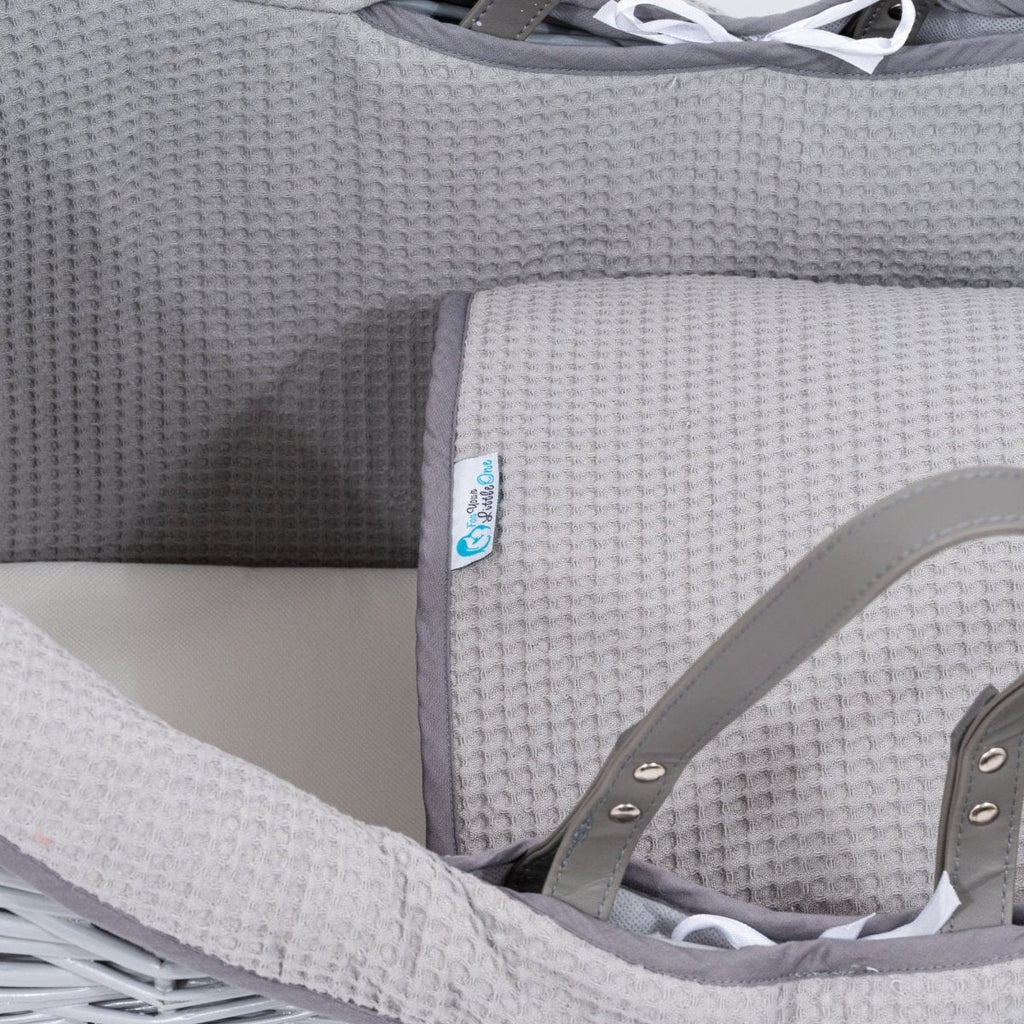 For Your Little One Pod Moses Basket Bedding Set - Grey Waffle (Basket Not Included!)