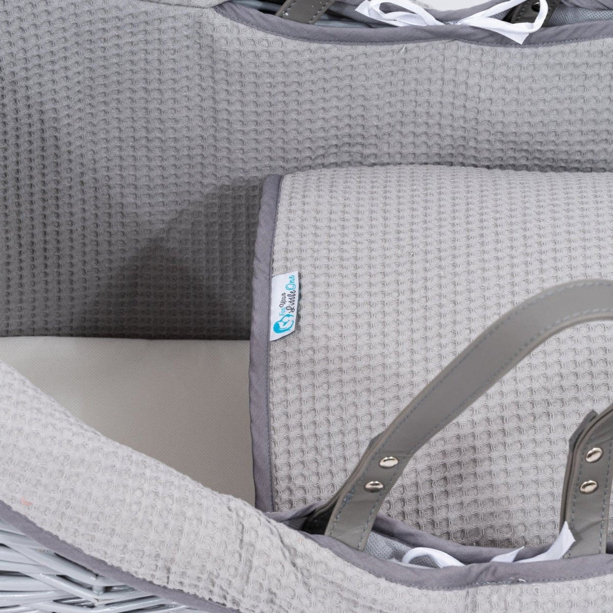 For Your Little One Pod Moses Basket Bedding Set - Grey Waffle (Basket Not Included!)