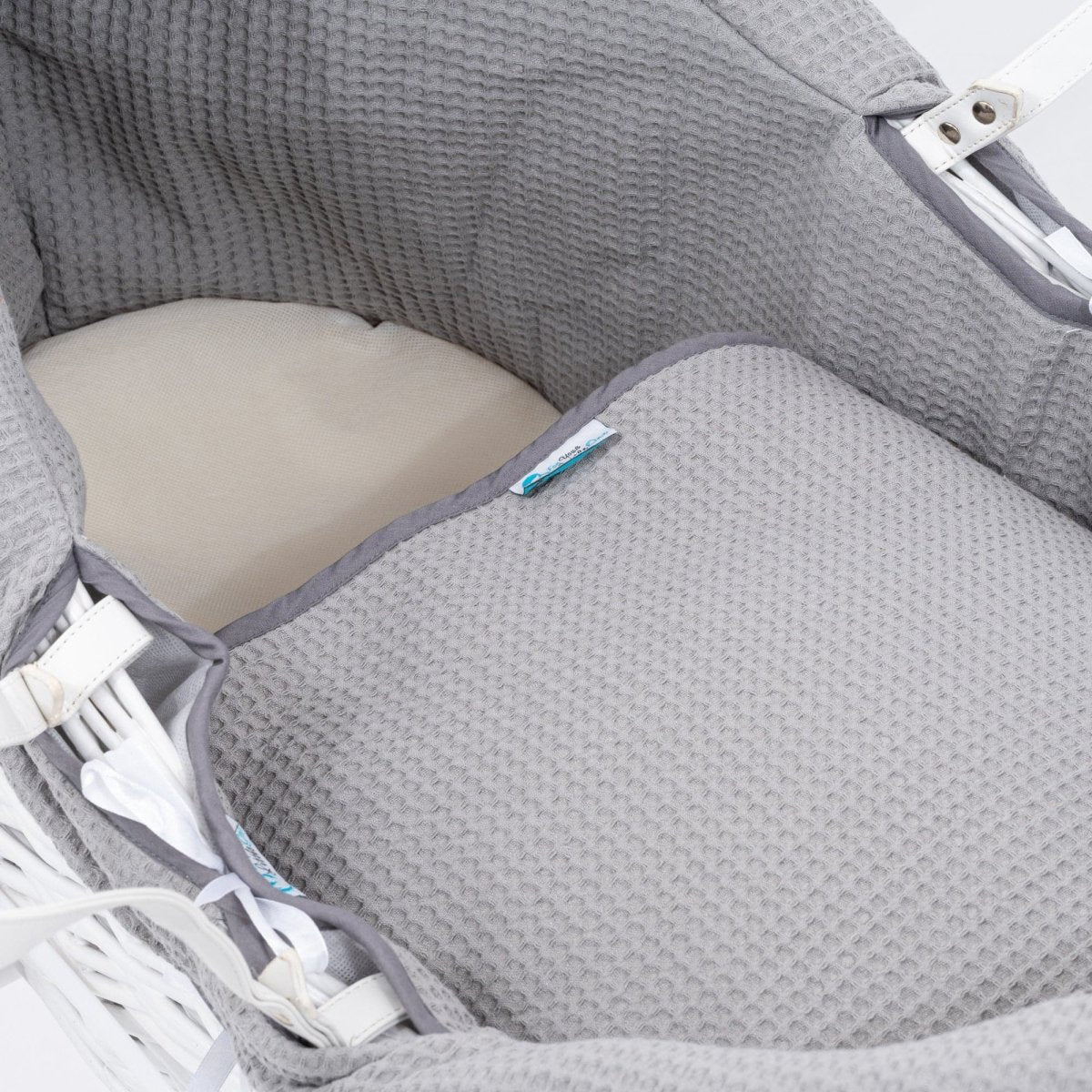 For Your Little One Pod Moses Basket Bedding Set - Grey Waffle (Basket Not Included!)