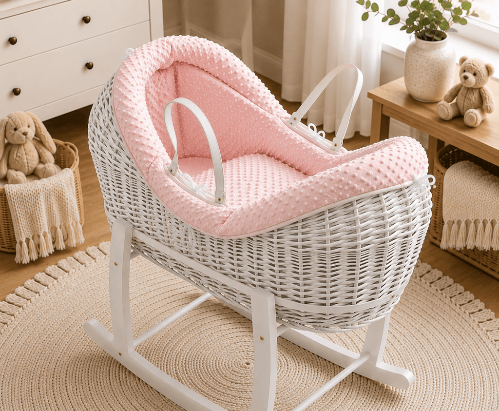 For Your Little One Pod Moses Basket Bedding Set - Pink Dimple (Basket Not Included!)