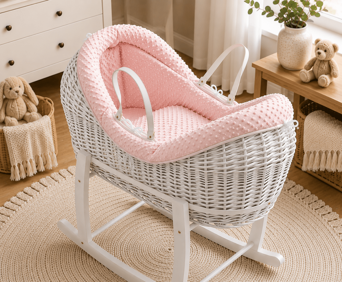 For Your Little One Pod Moses Basket Bedding Set - Pink Dimple (Basket Not Included!)
