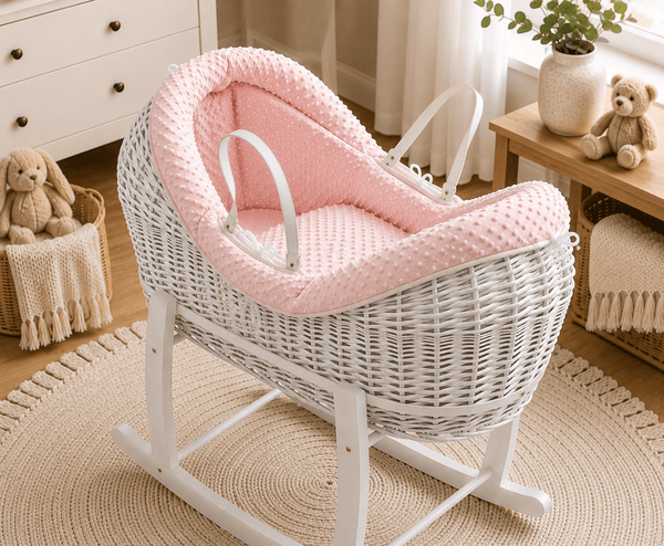For Your Little One Pod Moses Basket Bedding Set - Pink Dimple (Basket Not Included!)