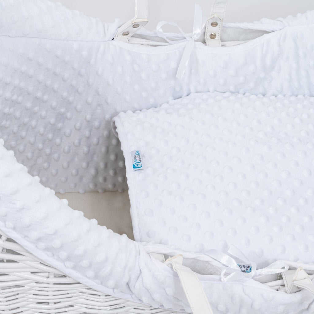 For Your Little One Pod Moses Basket Bedding Set - White Dimple (Basket Not Included!)