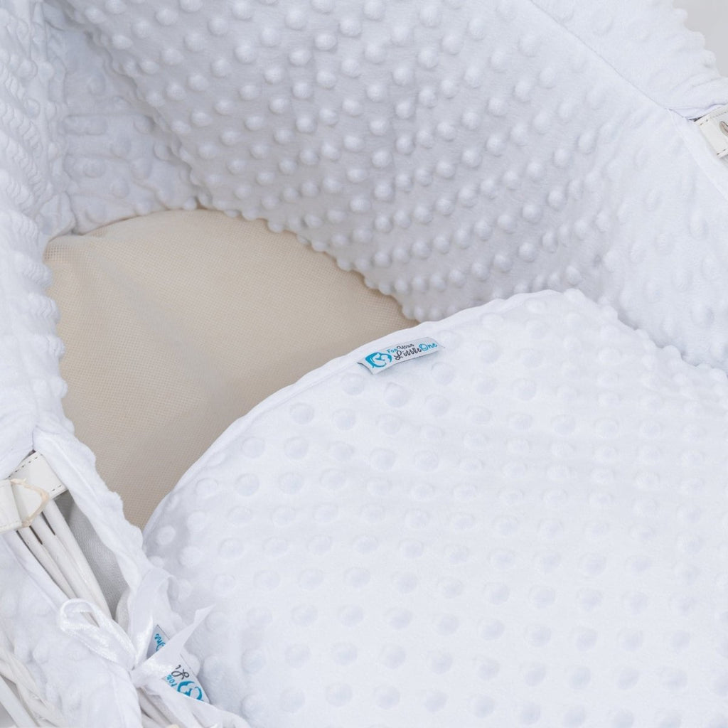 For Your Little One Pod Moses Basket Bedding Set - White Dimple (Basket Not Included!)
