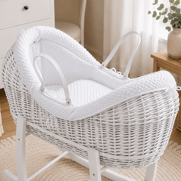 For Your Little One Pod Moses Basket Bedding Set - White Dimple (Basket Not Included!)