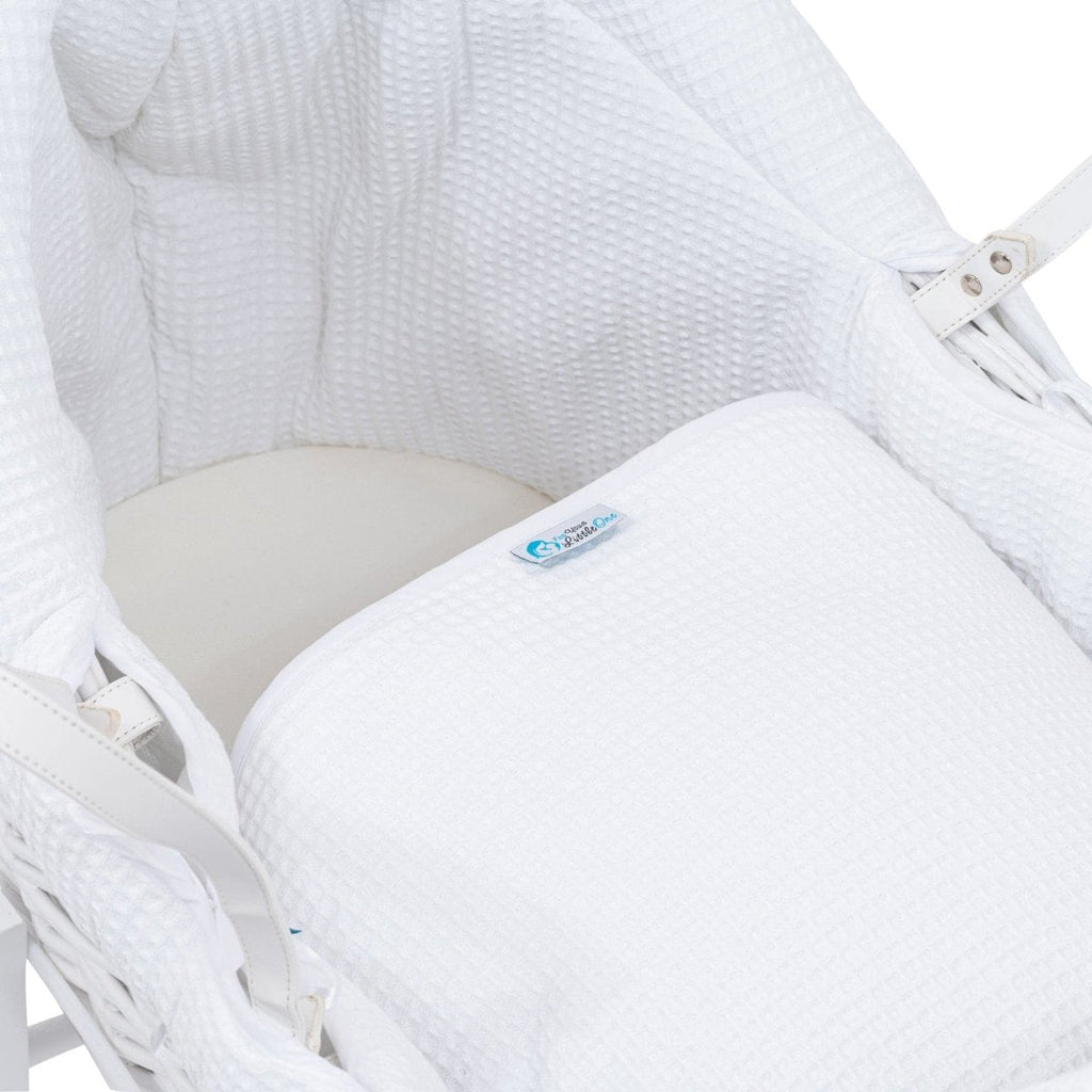For Your Little One Pod Moses Basket Bedding Set - White Waffle (Basket Not Included!)