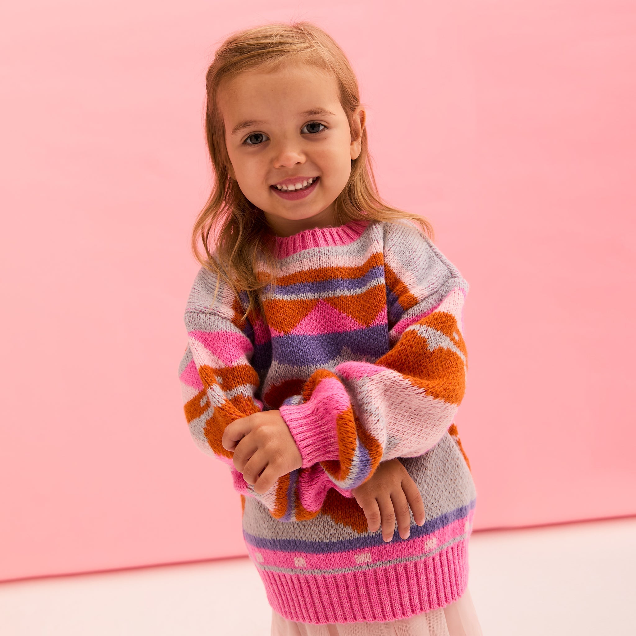 Cara & The Sky Poppy Mini Me Heart Intarsia Kids Knitted Jumper - Blue