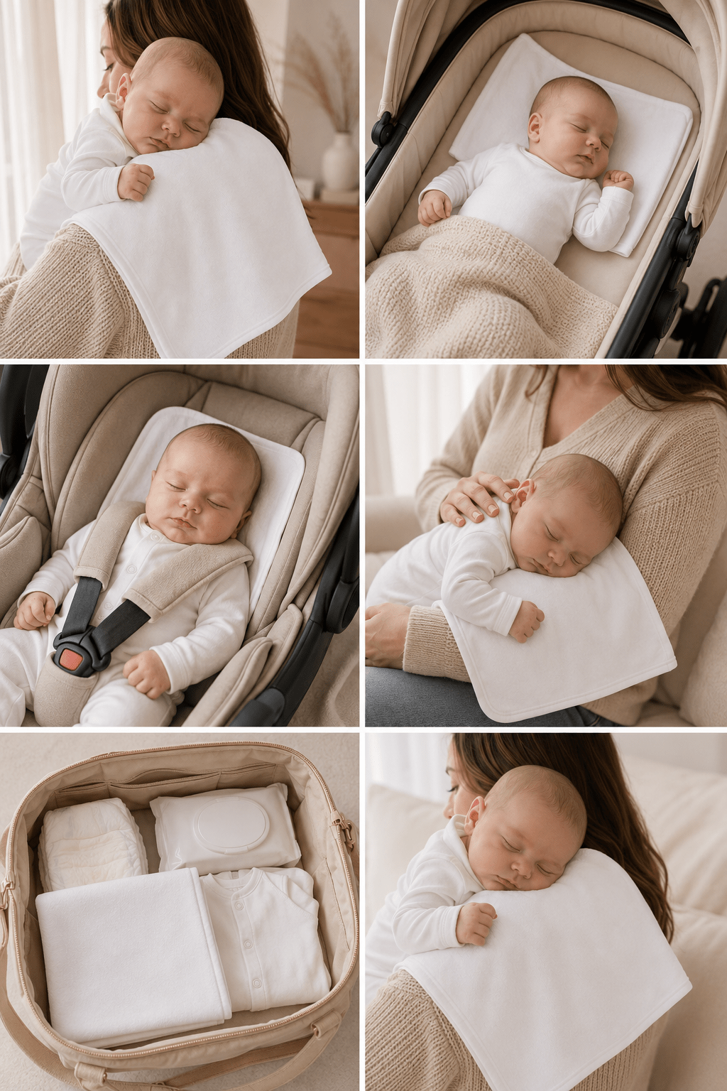 PrimaCotton - White Organic Burp Cloths - Pack of 4 - Baby&More