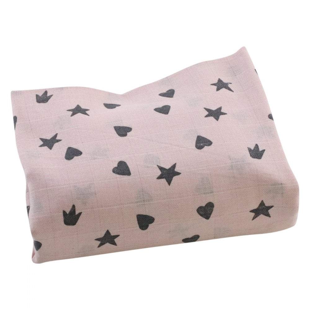 Printed Muslin Squares - Unicorn, Grey Star Patterns