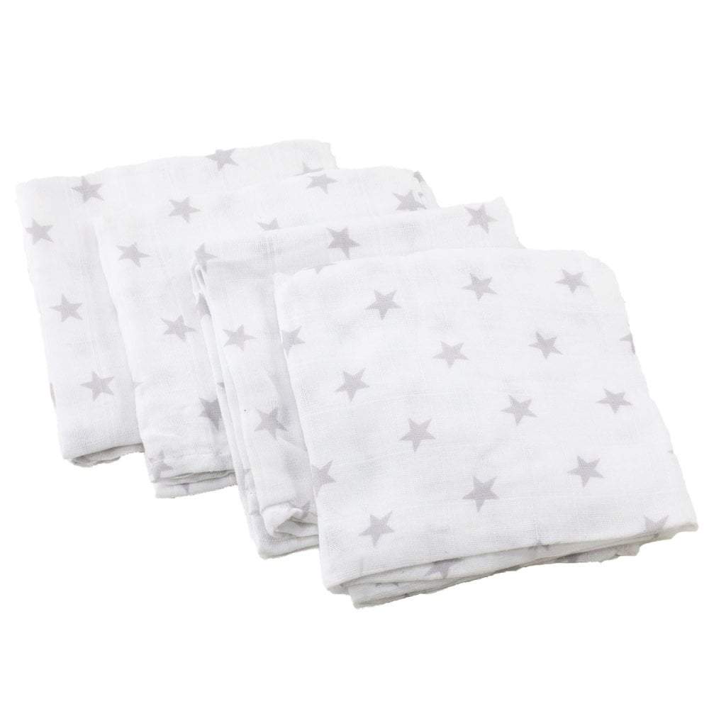 Printed Muslin Squares - Unicorn, Grey Star Patterns - Baby&More