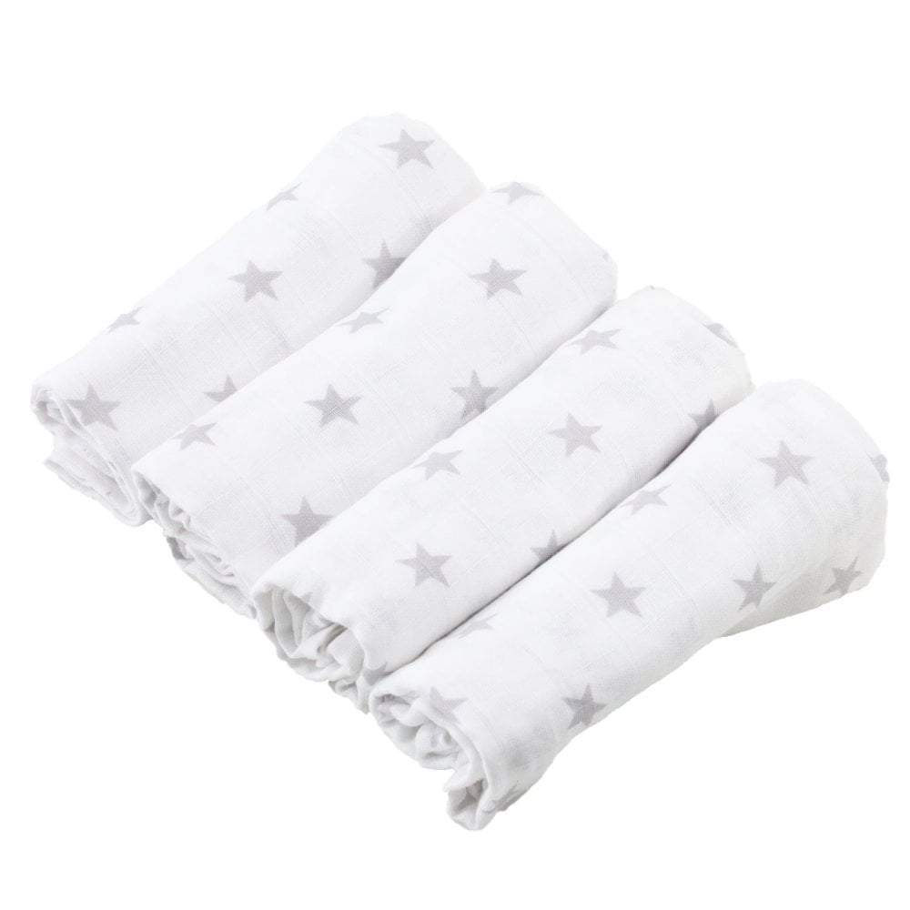 Printed Muslin Squares - Unicorn, Grey Star Patterns - Baby&More