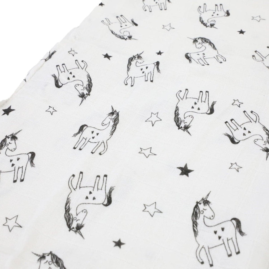 Printed Muslin Squares - Unicorn, Grey Star Patterns - Baby&More