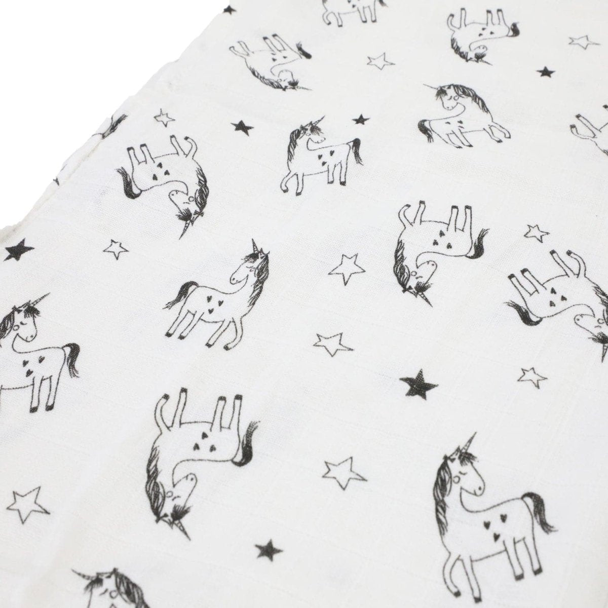 Printed Muslin Squares - Unicorn, Grey Star Patterns - Baby&More