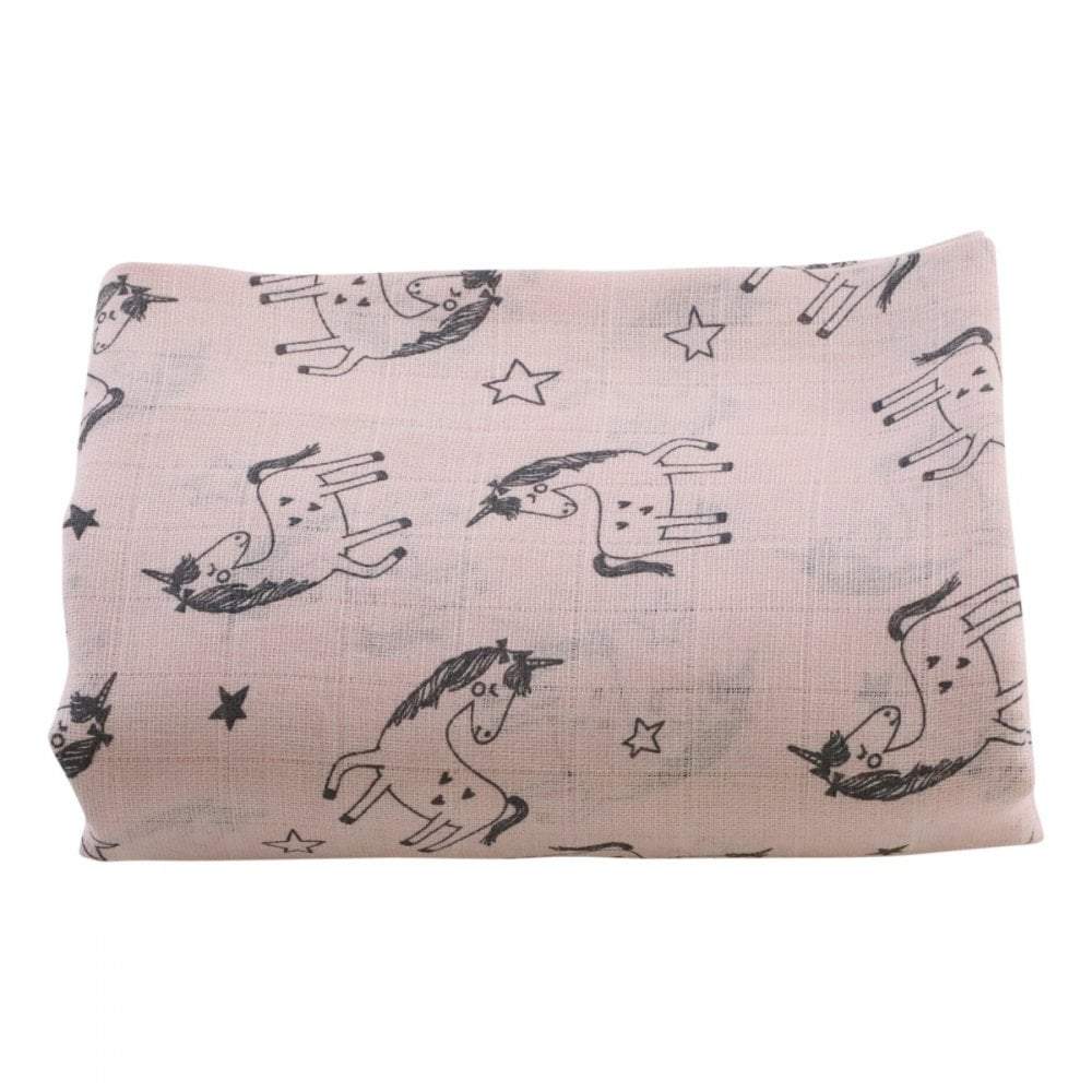Printed Muslin Squares - Unicorn, Grey Star Patterns - Baby&More