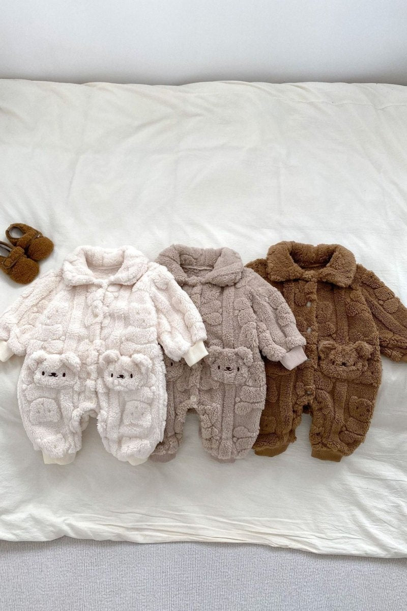 Cozy Crew Club Fur Bear Lining Fluffy Coat Romper