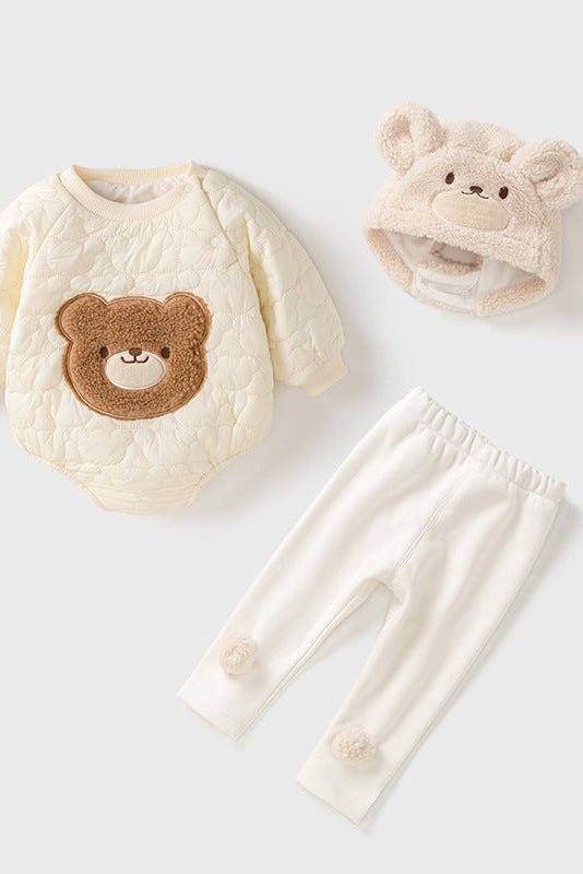 Cozy Crew Club - Bear 3 Piece Clothing Gift Set (Bodysuit, Leggings, Hat)