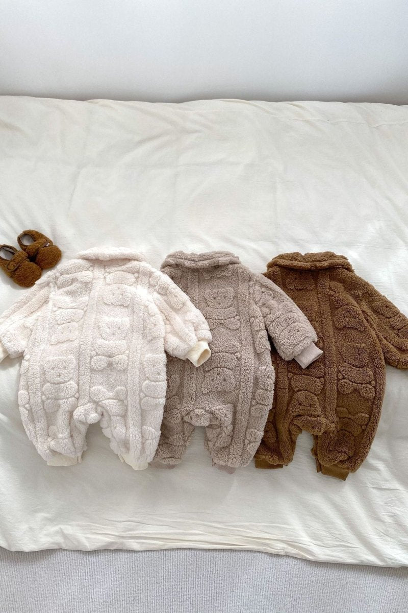 Cozy Crew Club Fur Bear Lining Fluffy Coat Romper