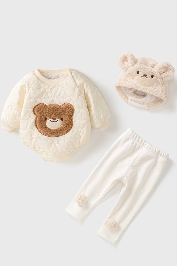 Cozy Crew Club - Bear 3 Piece Clothing Gift Set (Bodysuit, Leggings, Hat)