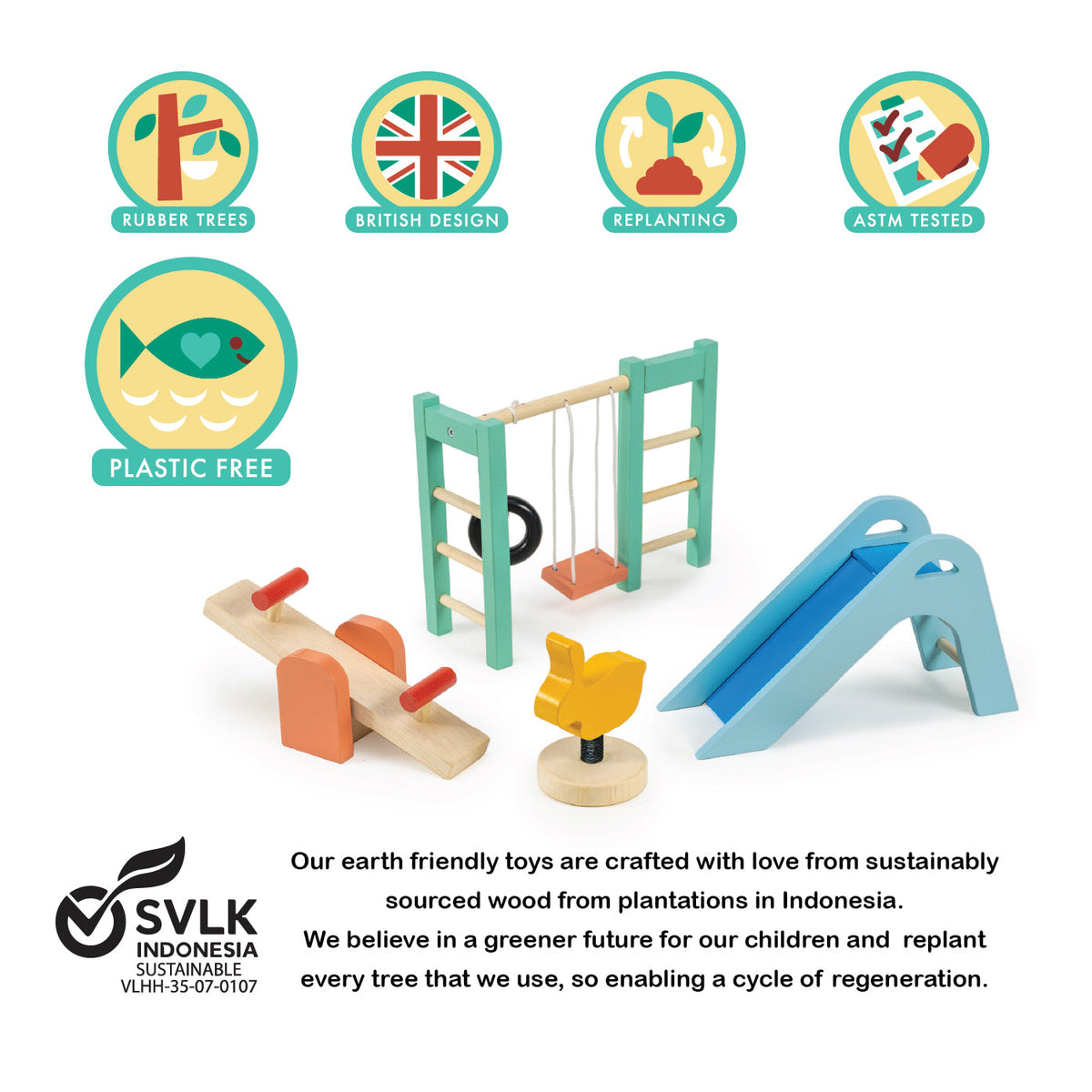 Wooden Dolls House Furniture Playground Set
