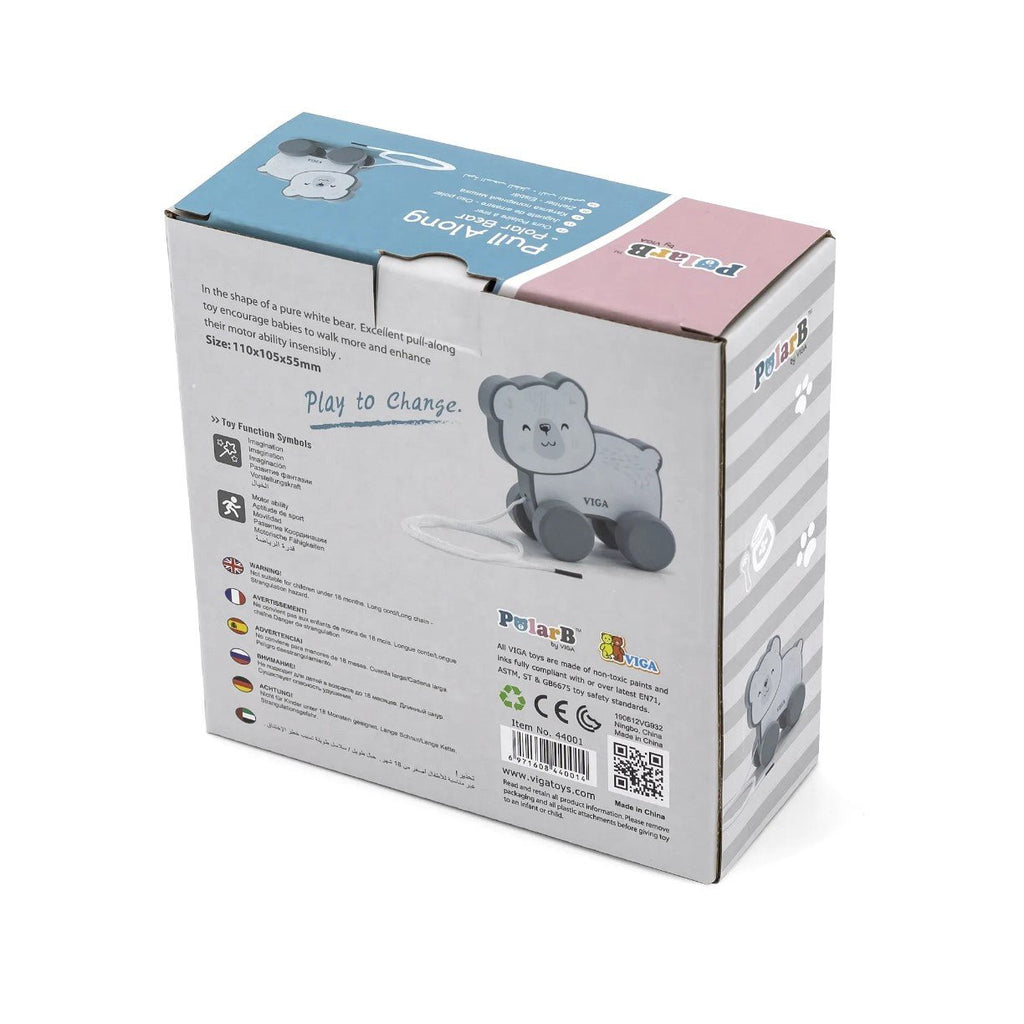 Pull Along Wooden Animal Toys - Hedgehog, Zebra or Polar Bear - Baby&More