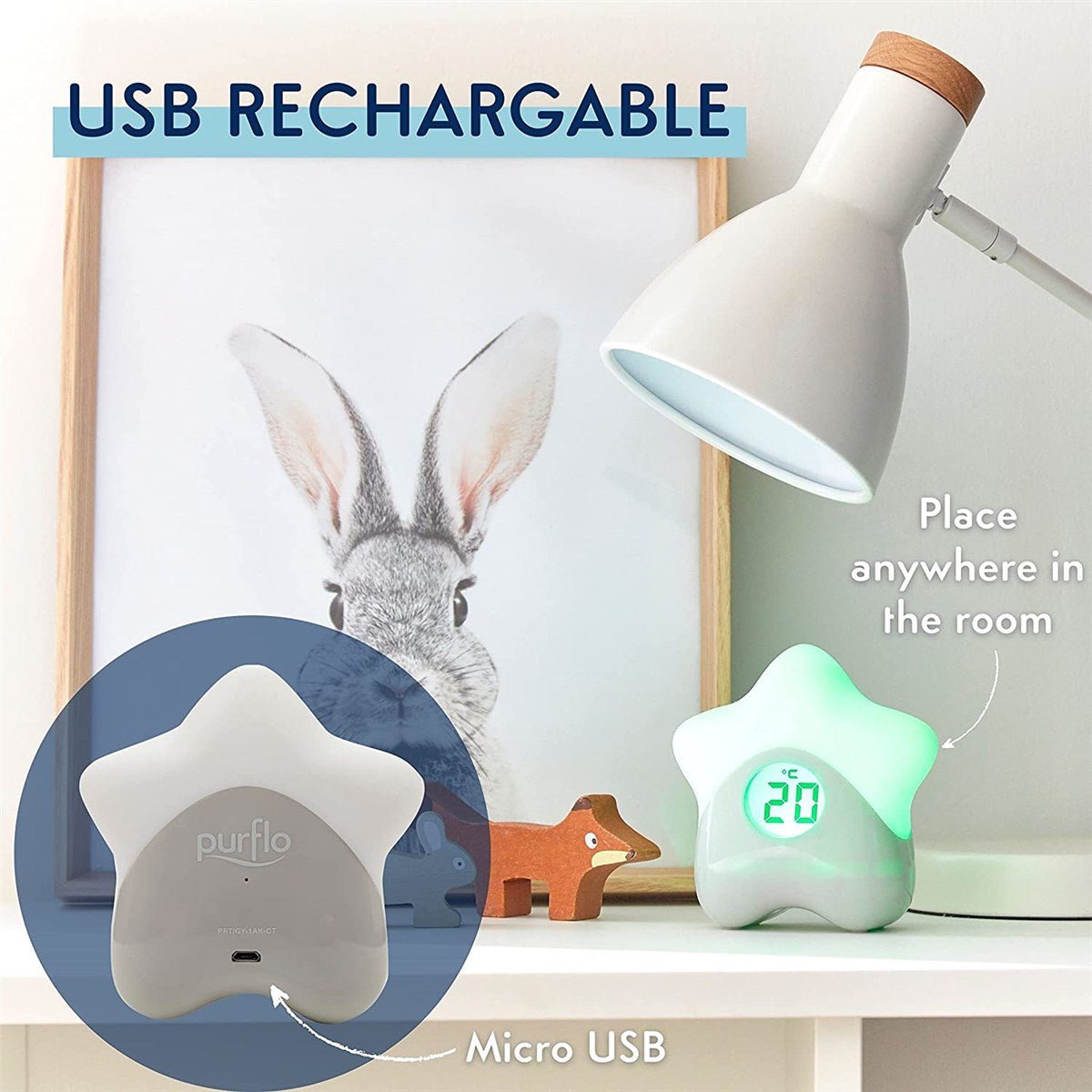 PurFlo Starlight Colour Changing Room Thermometer - Baby&More