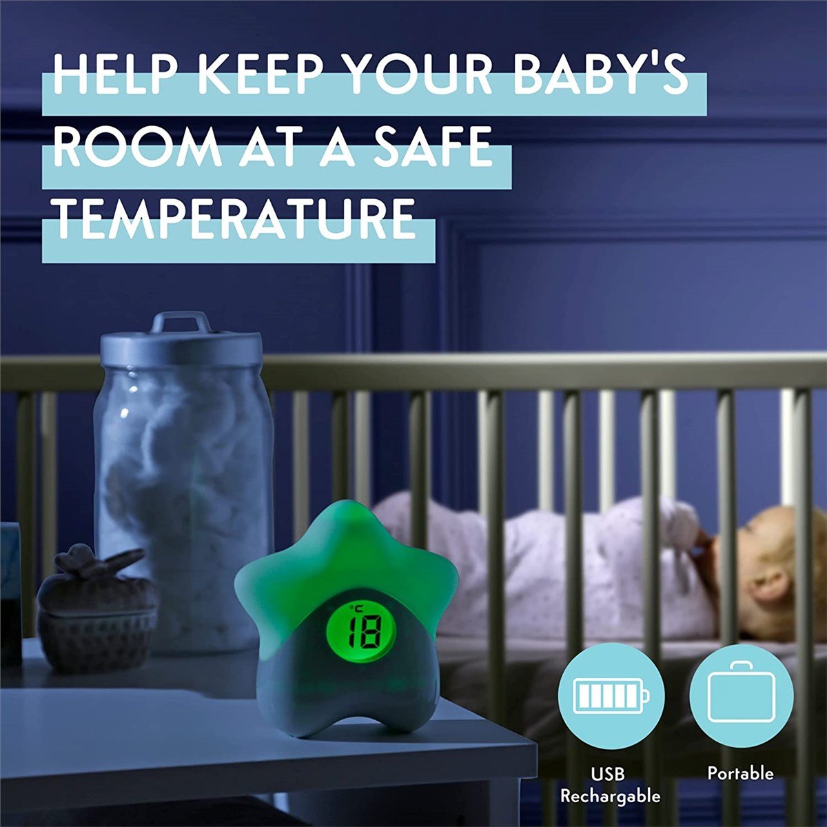 PurFlo Starlight Colour Changing Room Thermometer - Baby&More