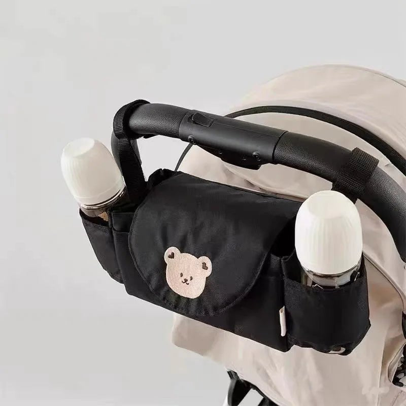 Pushchair Organiser Bag - Black with Bear - Baby&More