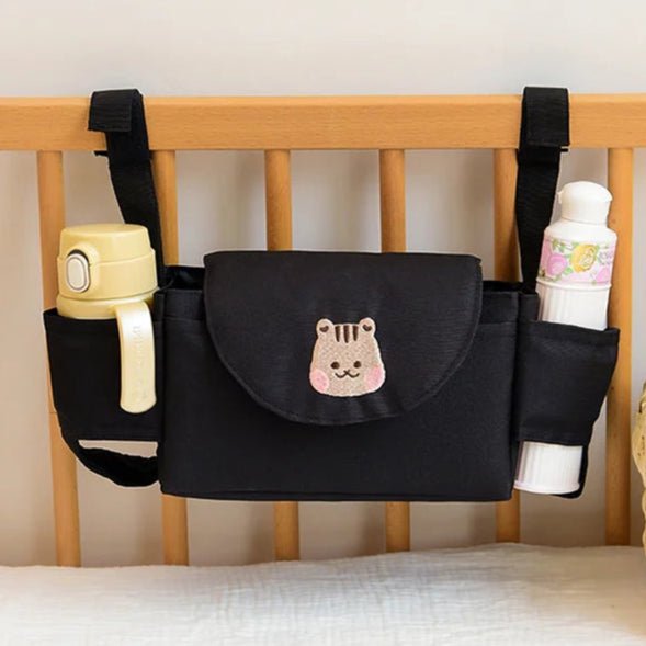 Pushchair Organiser Bag - Black with Bear - Baby&More